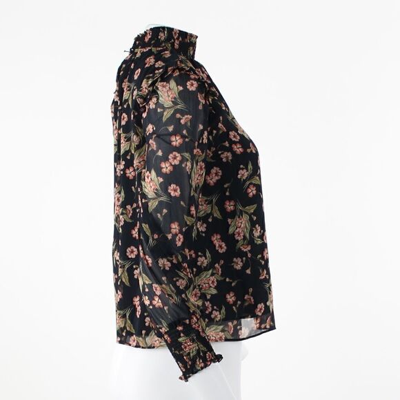 1.STATE Floral Print Ruffle Blouse in Black/Multi - Picture 5 of 6